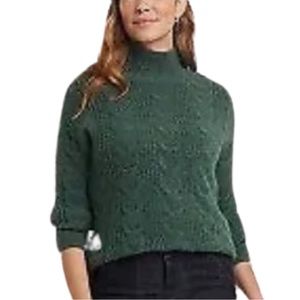 NWT Green cable knit mock turtle neck sweater by Knox Rose.